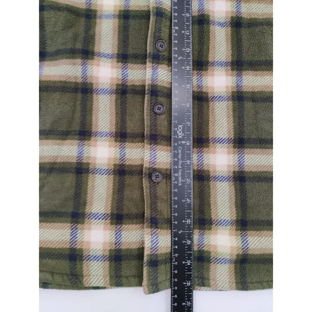 Freedom Foundry Men's L/G Green Plaid‎ Sherpa Lined Fleece Shirt Jacket